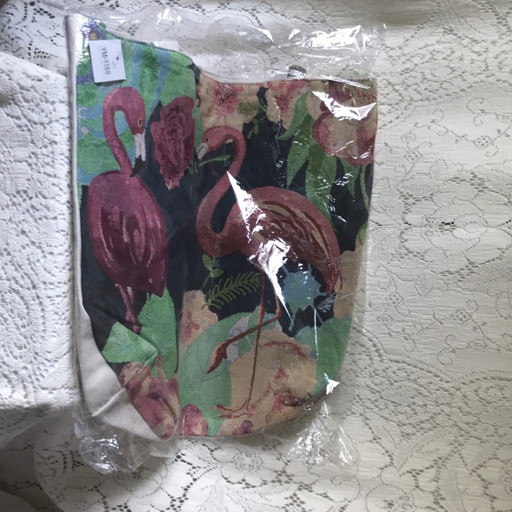 Flamingo Tropical Paradise Canvas Tote Bag - Picture 8 of 12